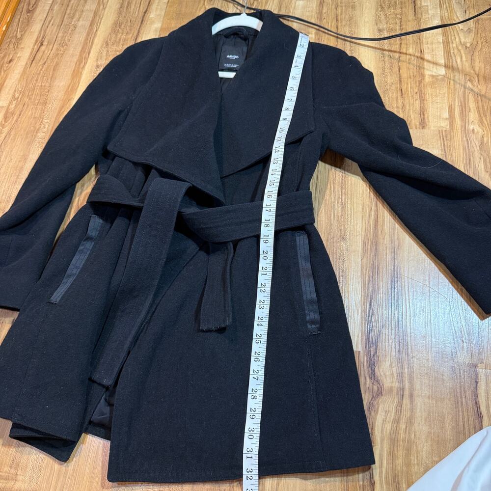 Mango Wool Blend Shawl Collar Wrap Belted Peacoat Old Money Apres Luxury Coat S - Picture 4 of 6
